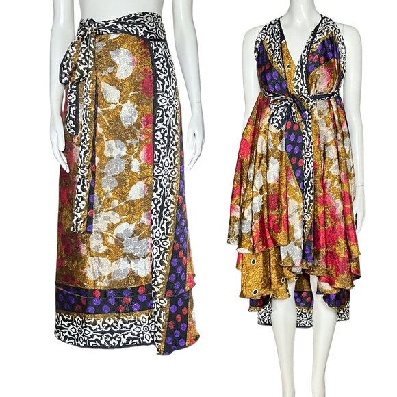 NWT Kariza Magic Wrap Skirt Convertible Dress One Size Boho Metallic Maximalist - Picture 1 of 12
